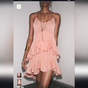 Zara Blush Pink Ruffle Mini Dress